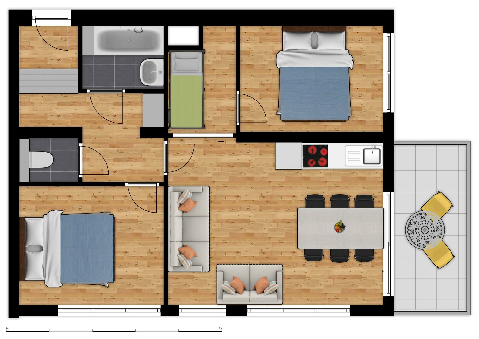 Comfort Suite - 7p | 2 Chambres à coucher - Coin couchage