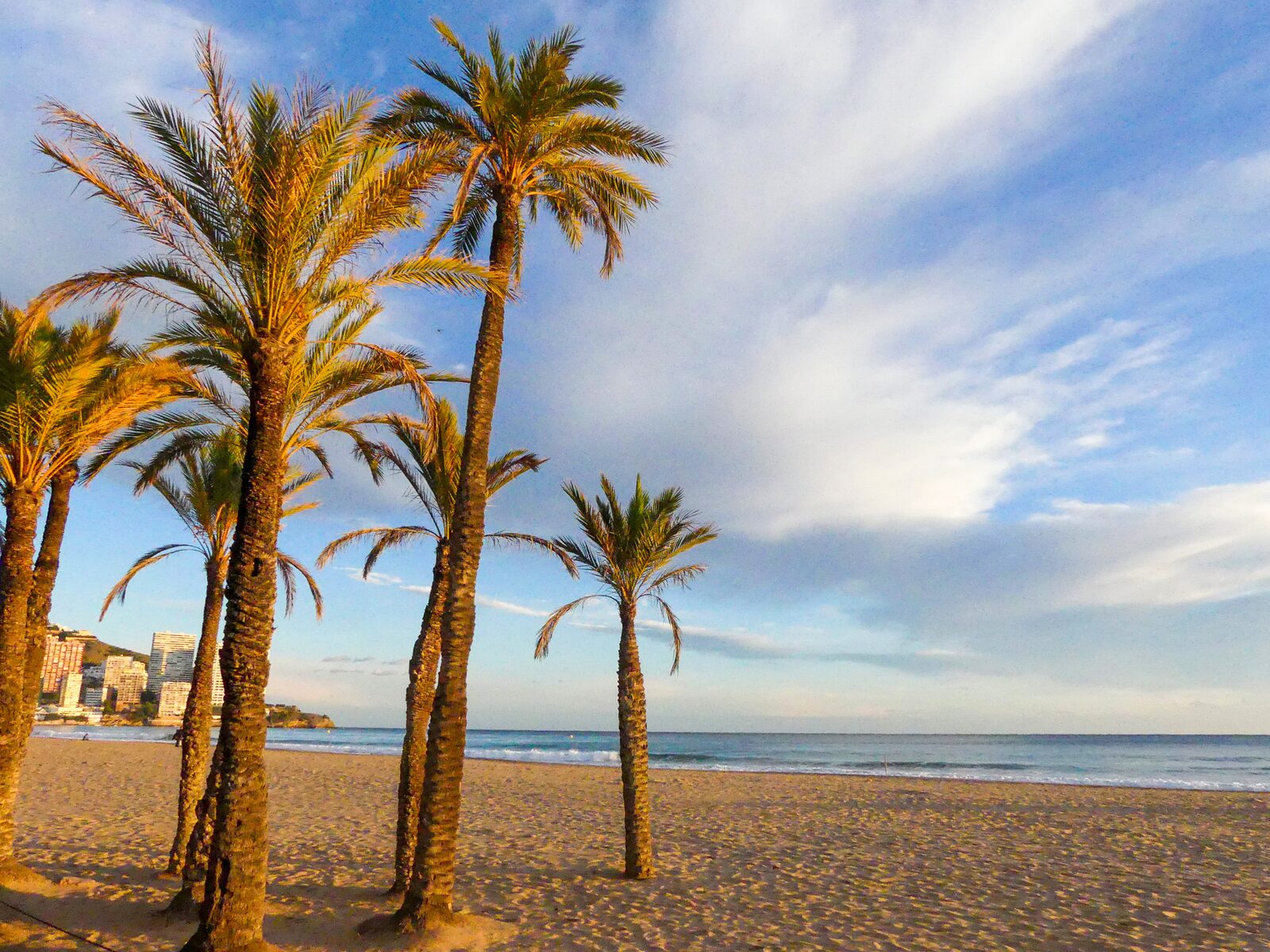 Benidorm Levante Beach in the winter during sunset