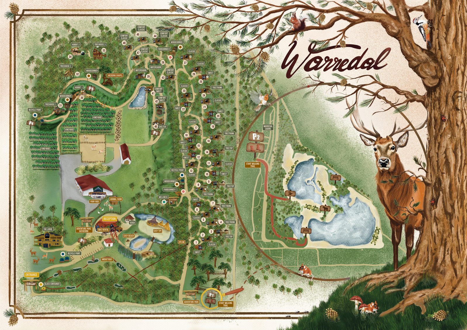 Plattegrond recreatiedomein Warredal