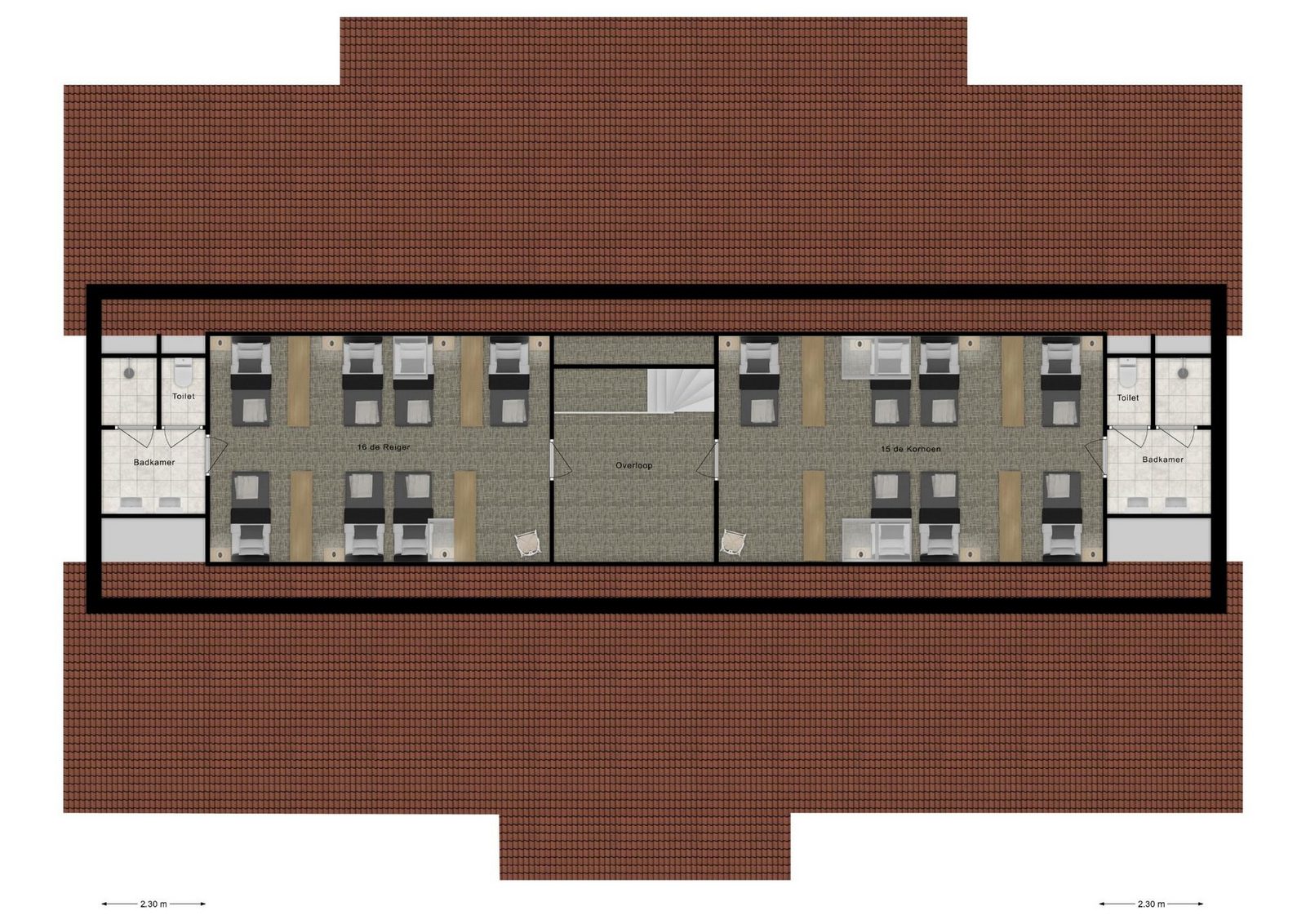 plattegrond accommodatie de Sterre tweede verdieping