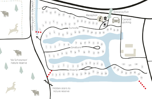 Map De Groote Duynen holiday park Zeeland