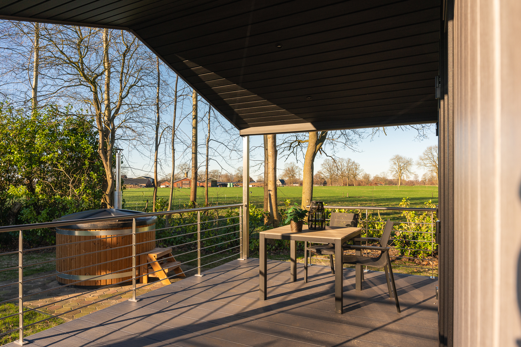 Terras lodge met sauna en hottub