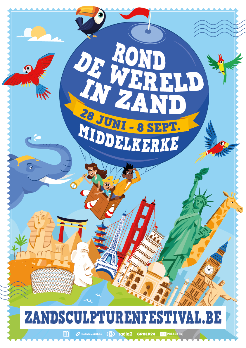 De affiche voor Zandsculpturenfestival 2023 in Middelkerke