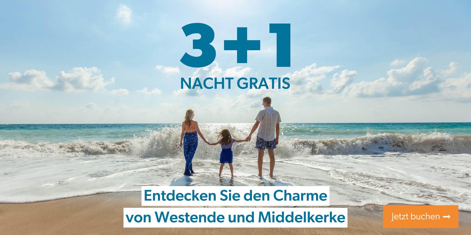 Kampagnenbild der '3+1 Nacht gratis' Aktion bei Holiday Suites Westende