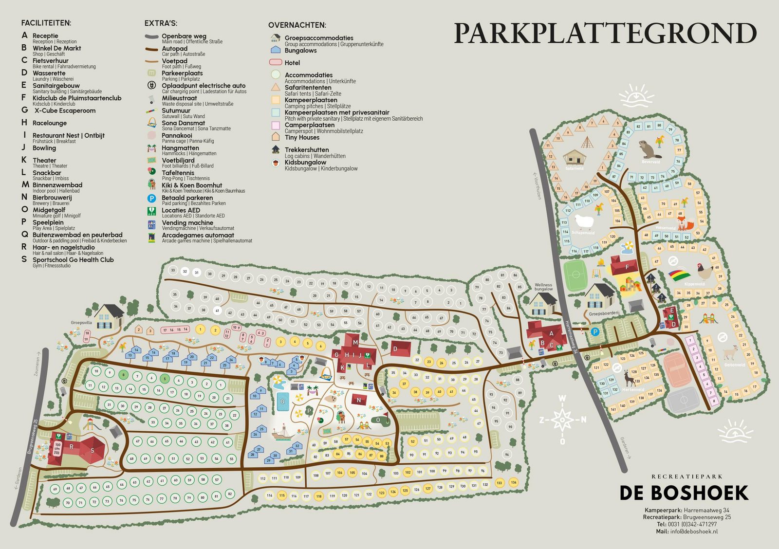 Map of Recreation Park De Boshoek on the Veluwe in Voorthuizen