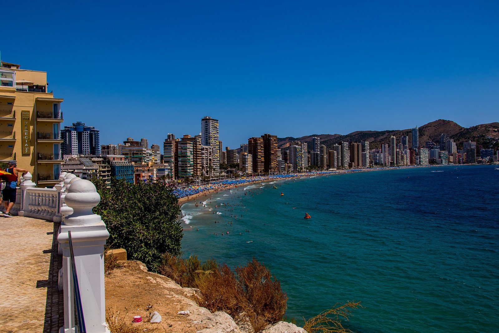 View over Benidorm skyline and Playa Levante from Balcony Mediterranee