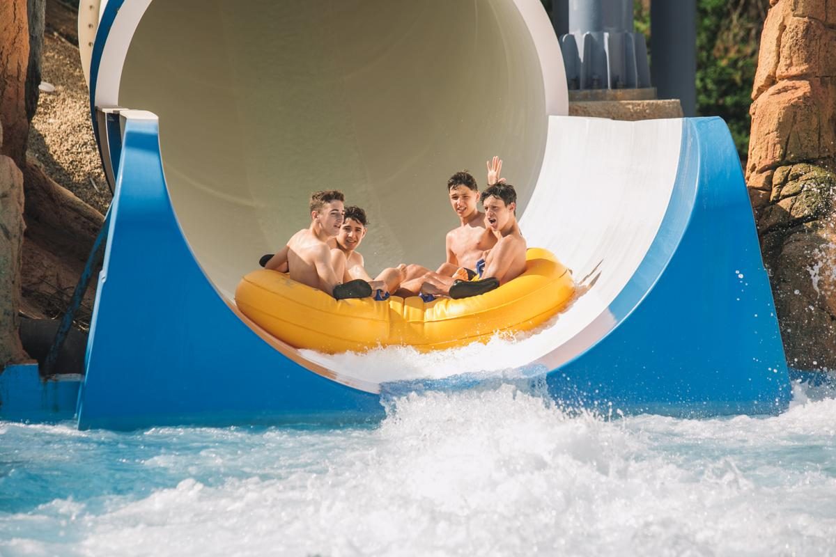 People in water slide of Aqualandia Benidorm