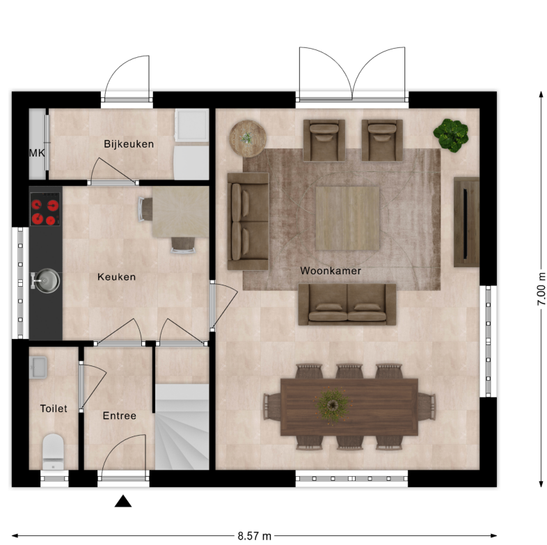 plattegrond accommodatie de Bron begane grond