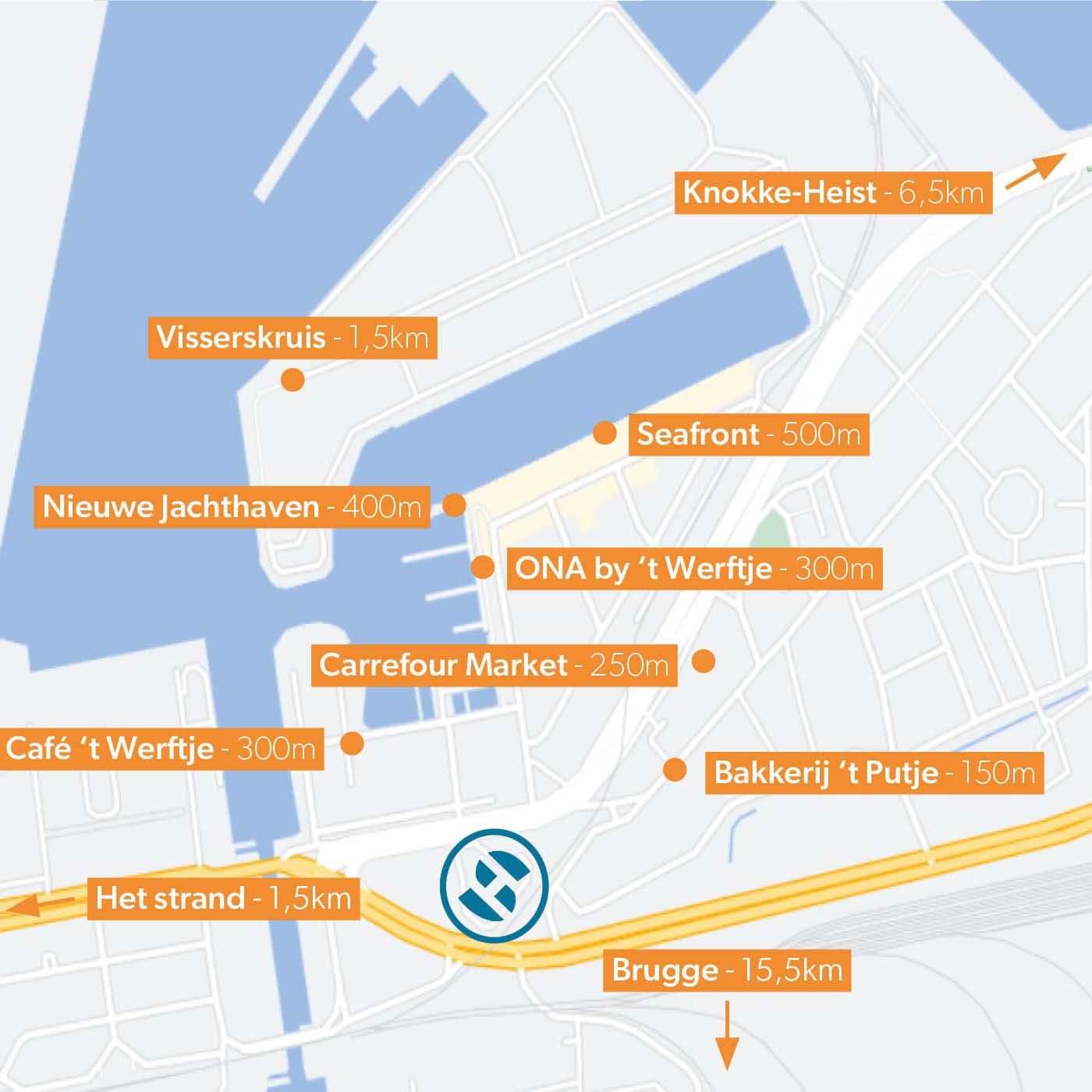 Map van zeebrugge