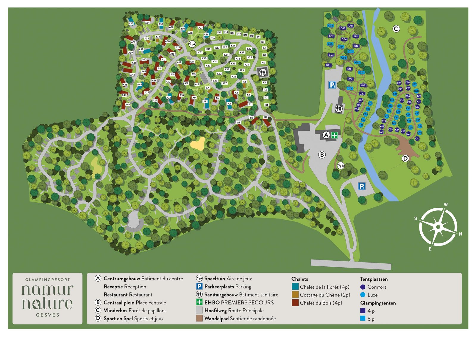 Parkplattegrond Resort Namur Nature