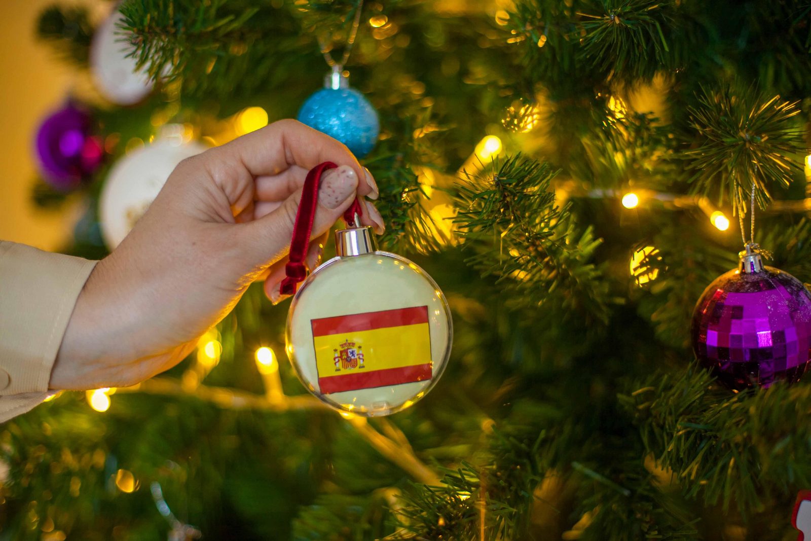 Kerstbal met vlag Spanje