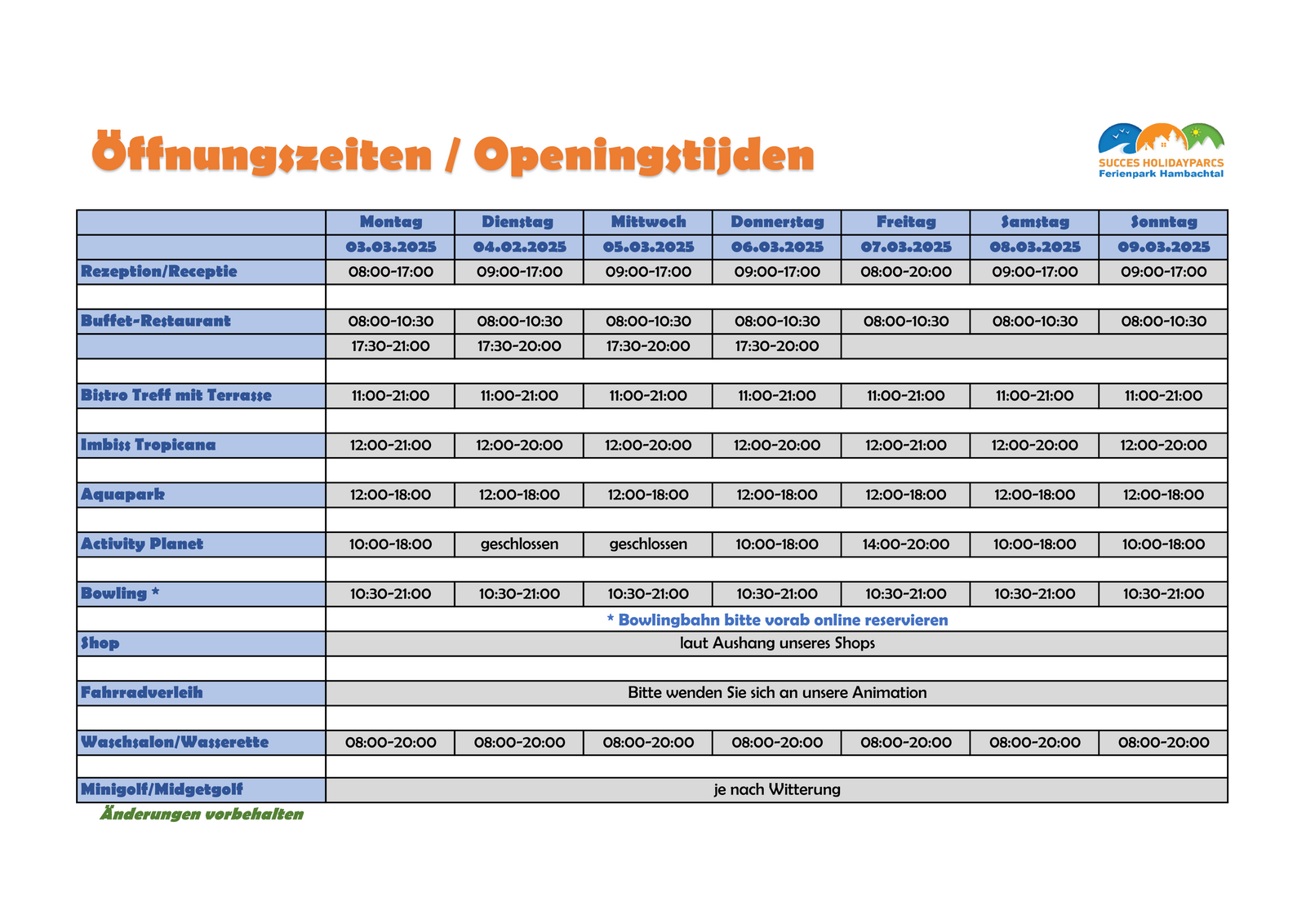 Öffnungszeiten