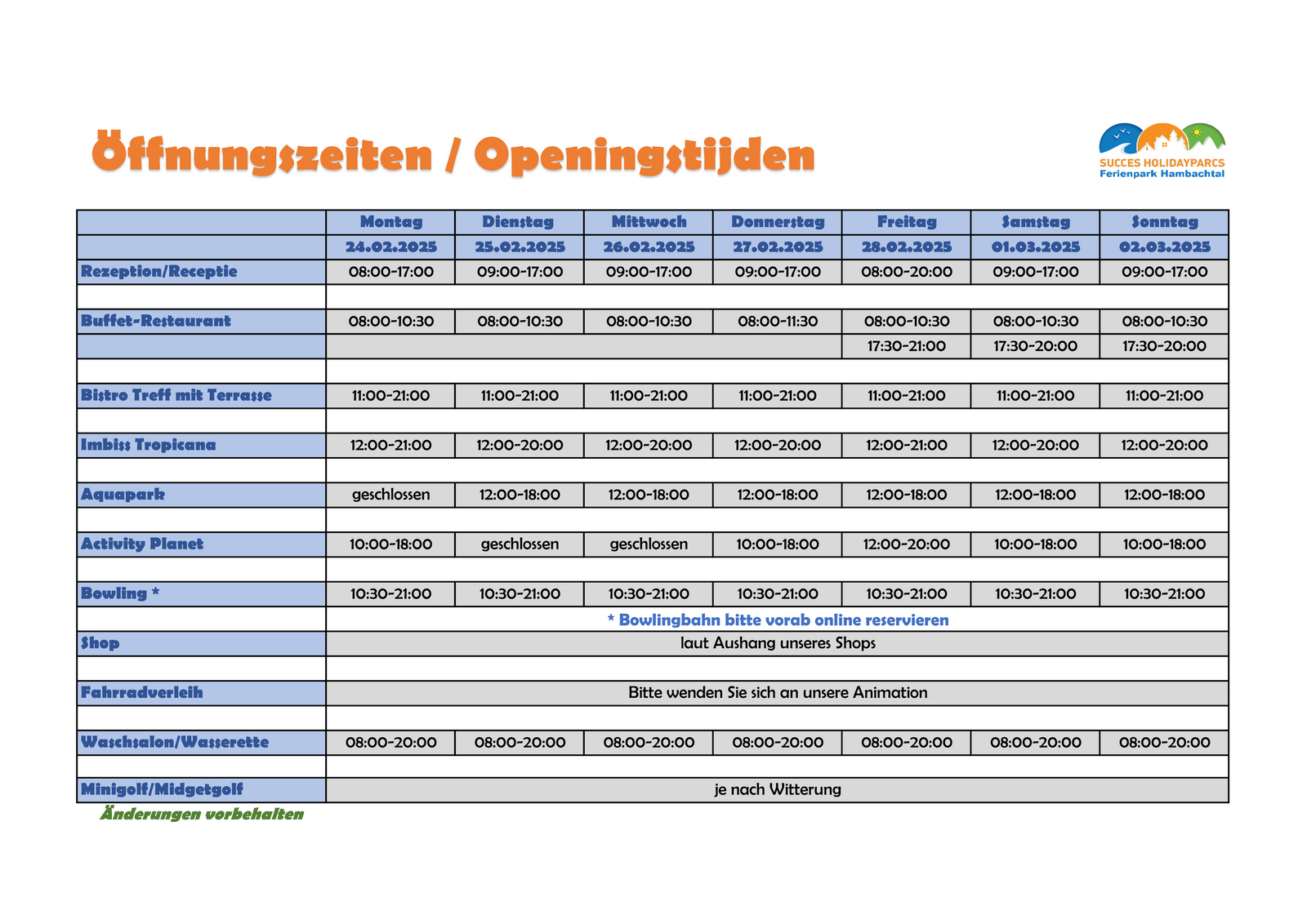 Öffnungszeiten