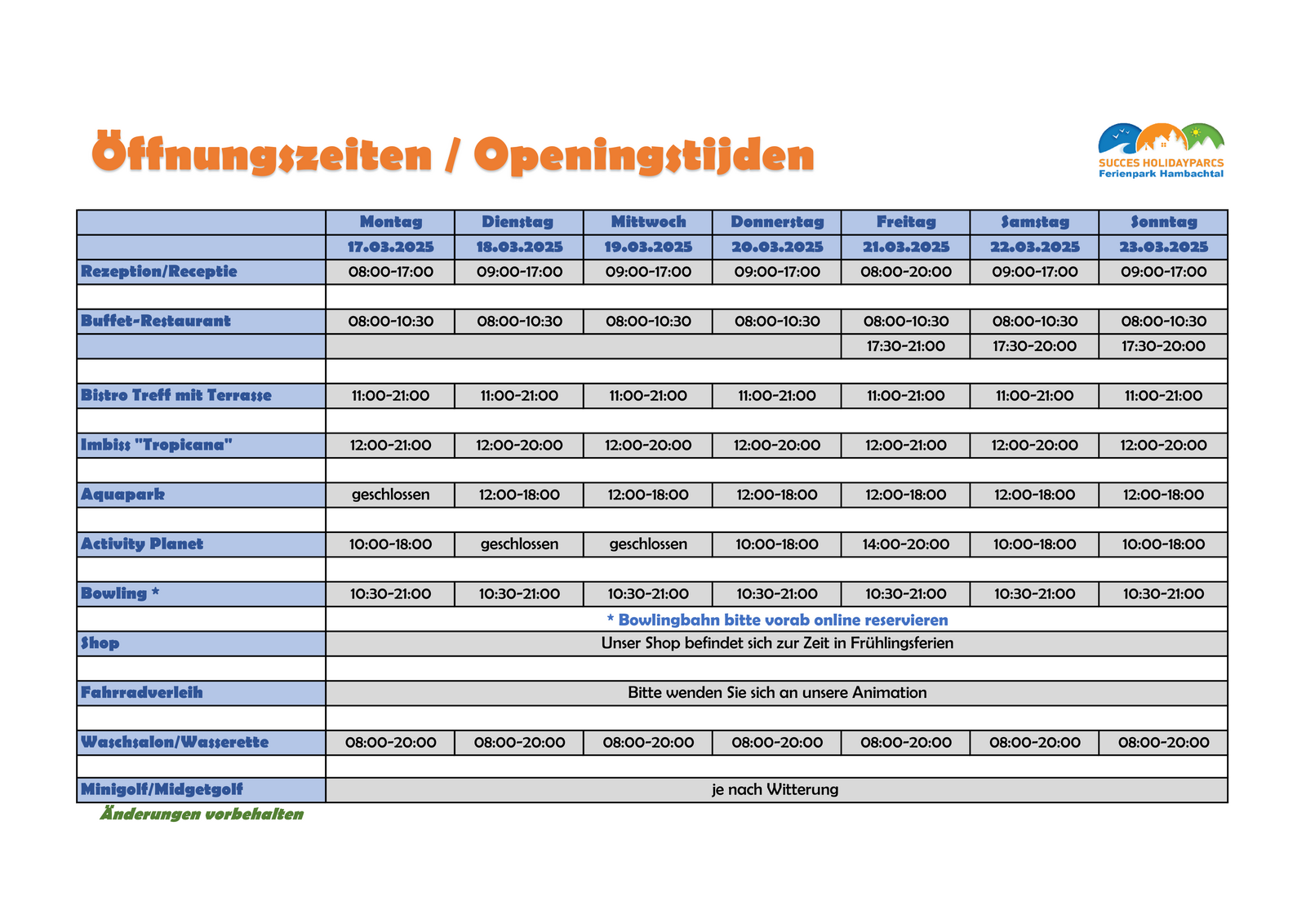Öffnungszeiten