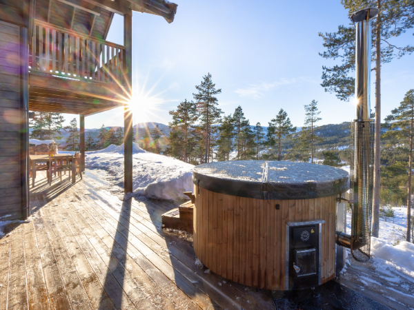 Vakantiehuis Gandalv Hytte met hottub in de sneeuw
