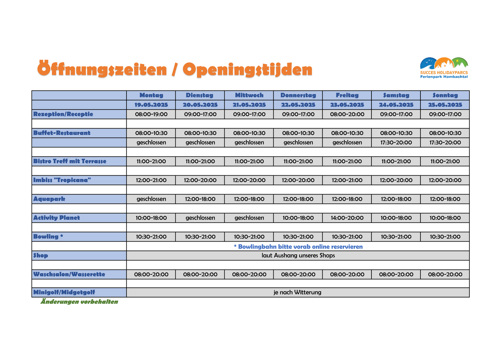 Öffnungszeiten