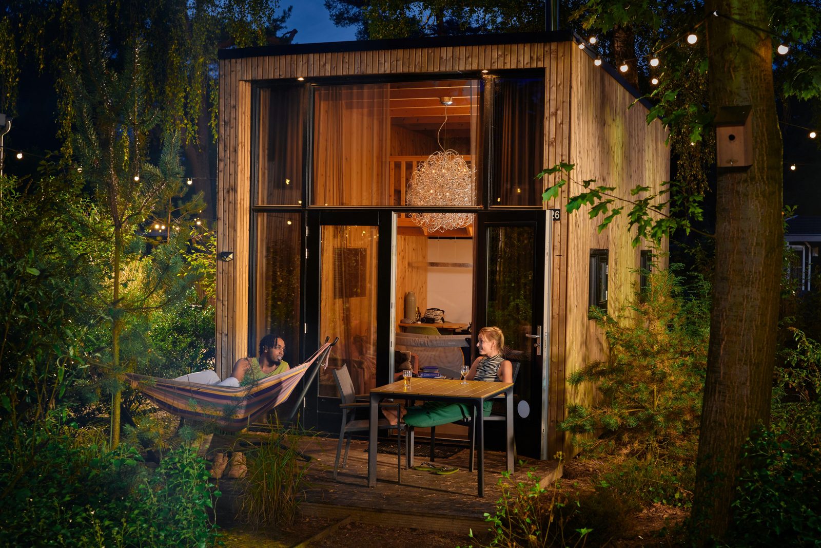 Couple Tiny House Cozy Outside Drinks