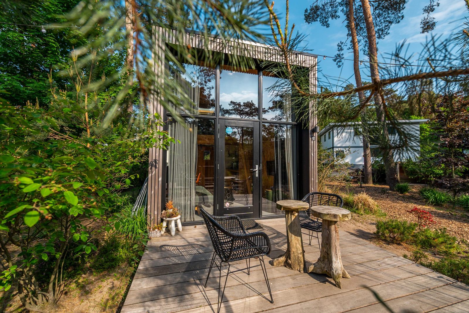 EuroParcs De Zanding Veluwe Otterlo Tiny House Trees Terrace Lights Nature Forest