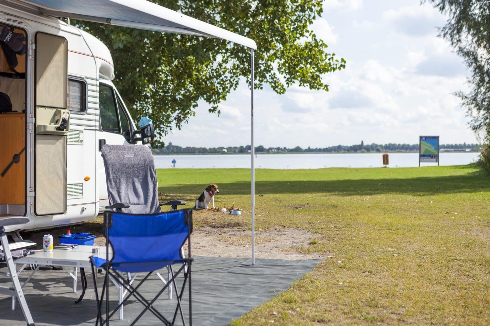 Zuiderzee camping camper dog lake