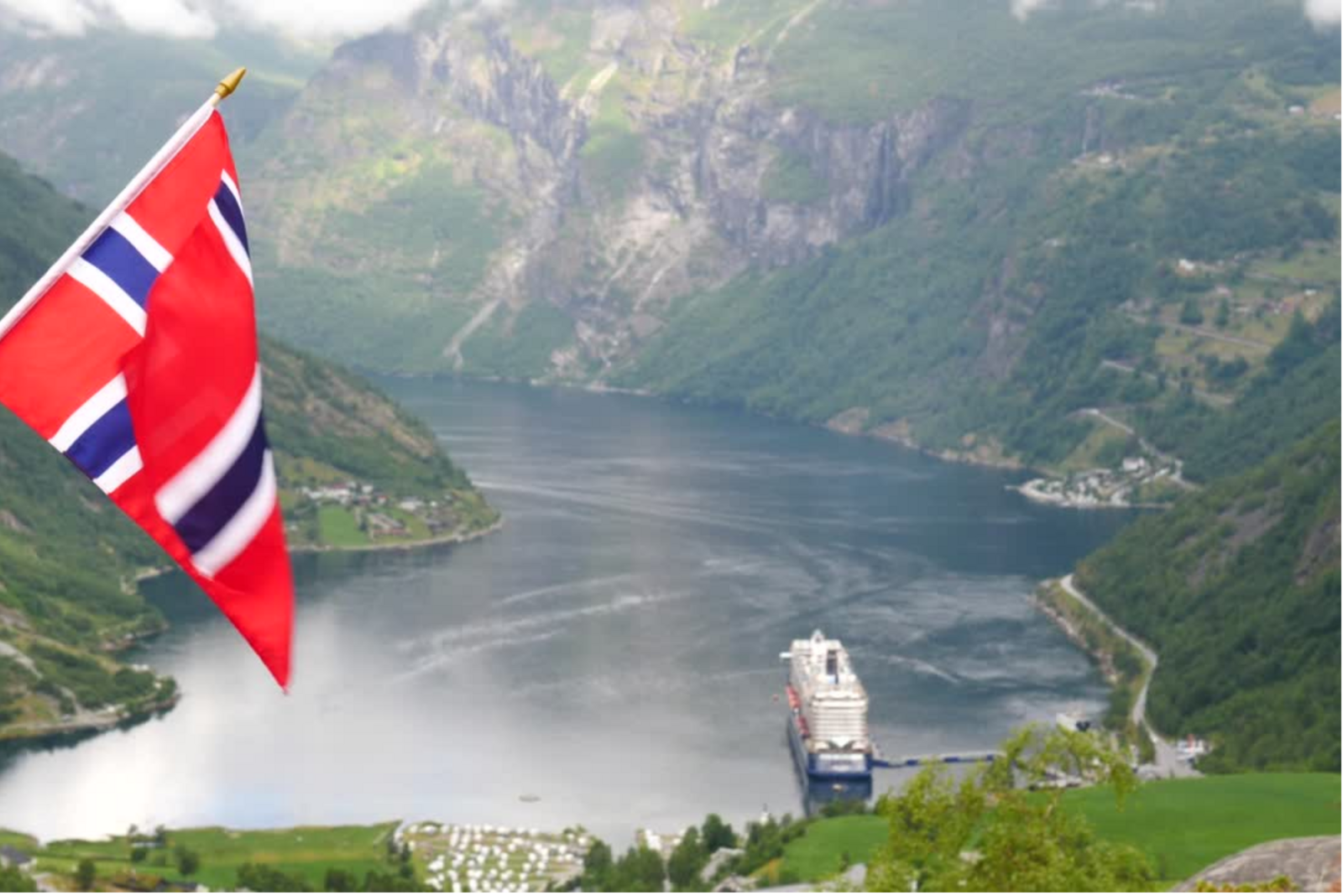 Norwegische Flagge weht im Wind