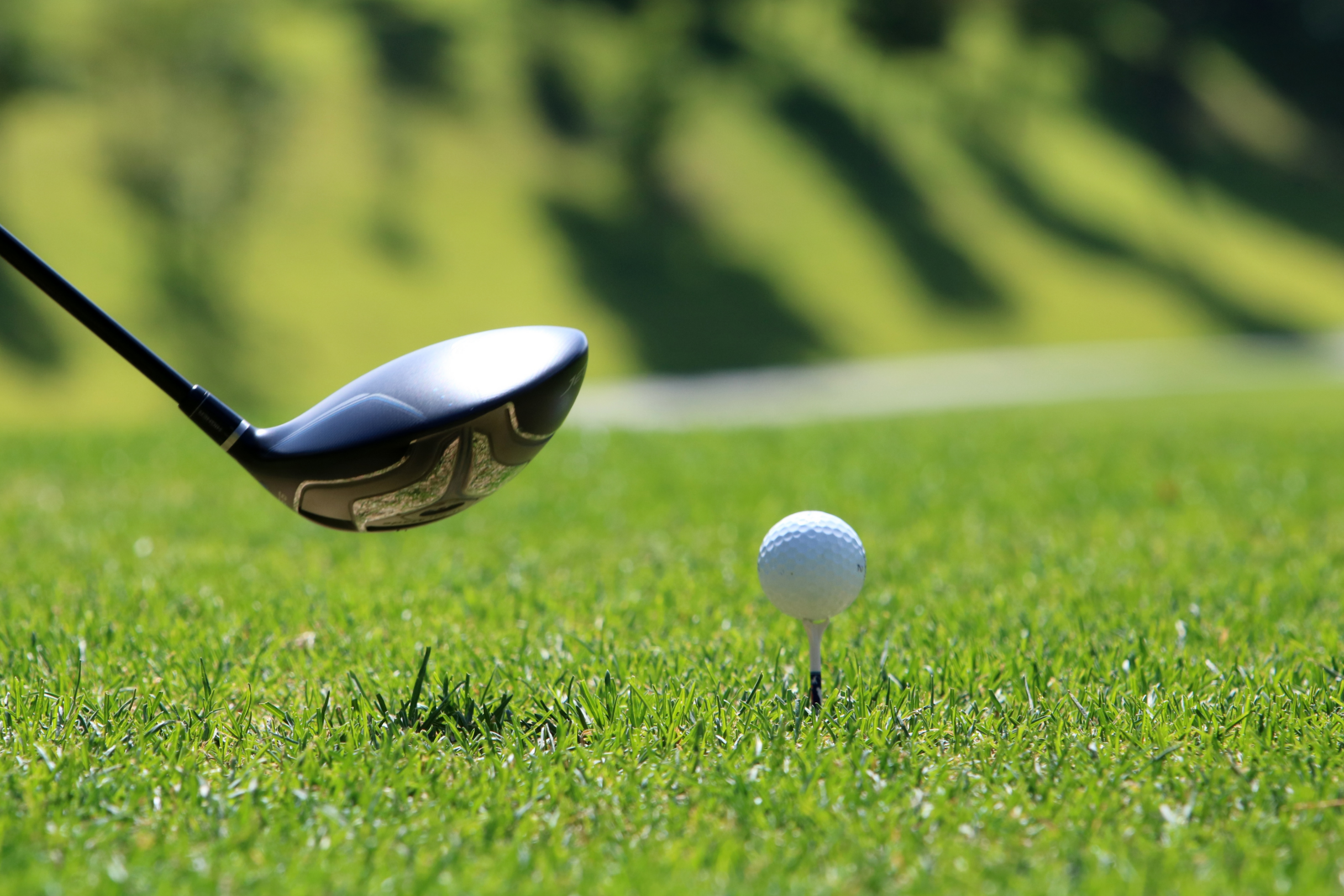 Golfbal op groen gras.