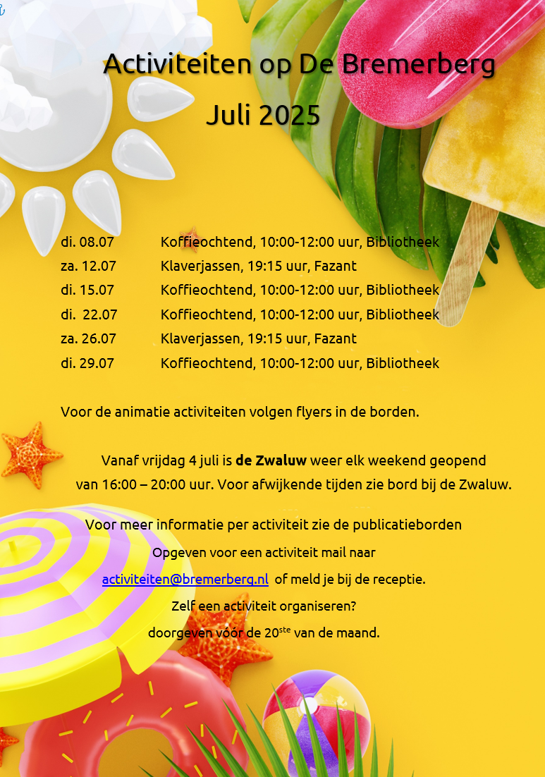 Activiteiten voor leden van Bungalowpark de Bremerberg