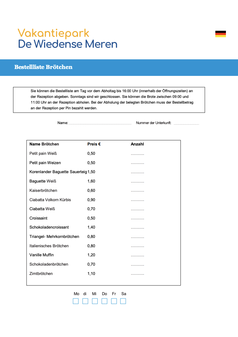 DIE Sandwich-Liste