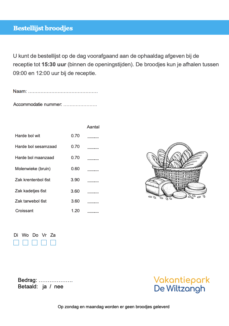 Wiltzangh broodjeslijst