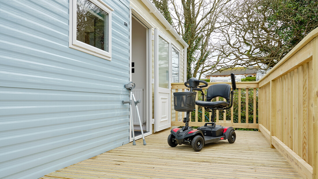 Ramp access to wheelchair friendly caravans at Twitchen House