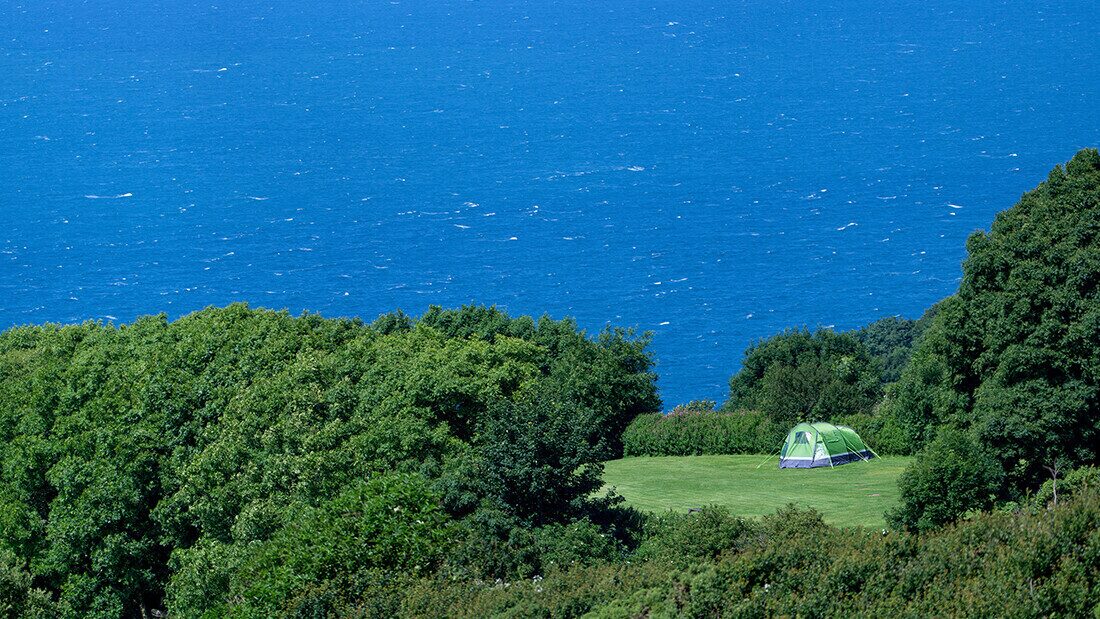 Coastal camping in North Devon overlooking the Atlantic Ocean