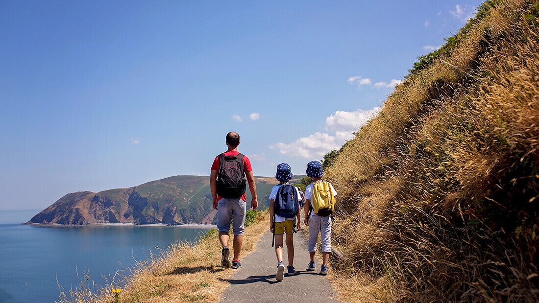 Walking the South West Coast Path near Lynmouth in Exmoor