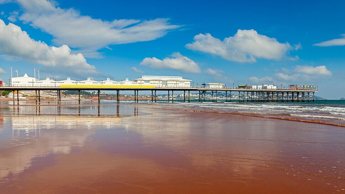 Paignton Beach on Torbay in Devon with Torquay and Brixton