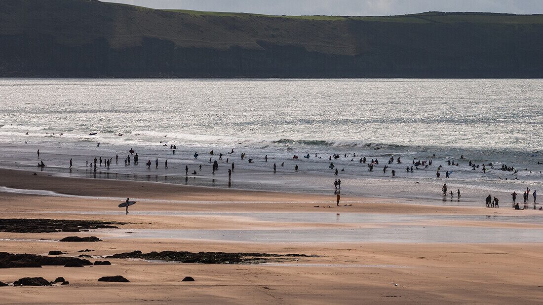 Surfing at Woolacombe Beach