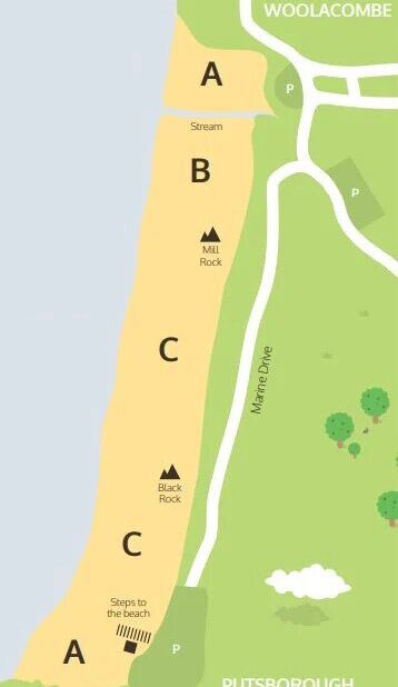 Woolacombe Beach Dog Map Map showing dog zones on Woolacombe Beach