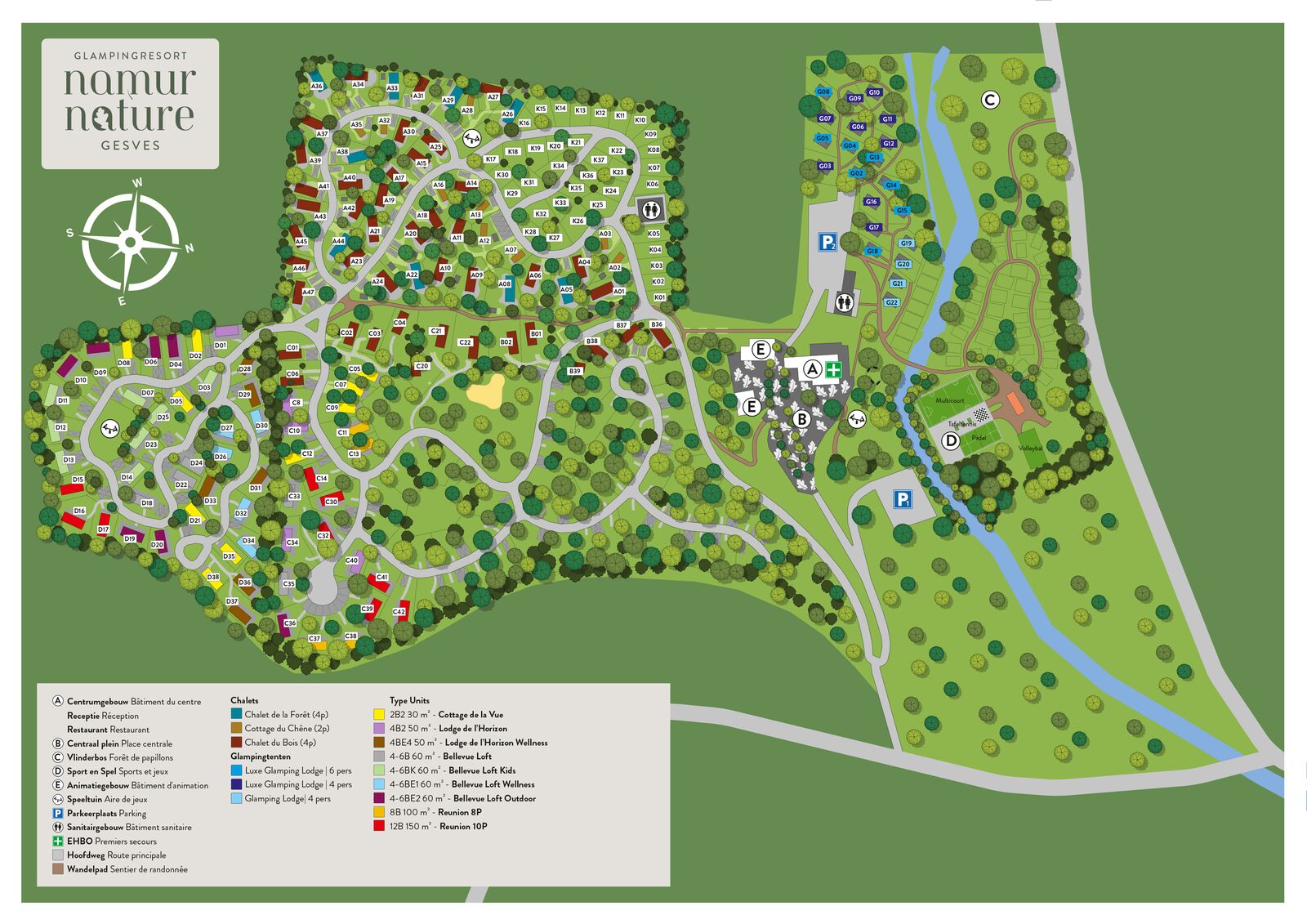 Parkplattegrond Resort Namur Nature