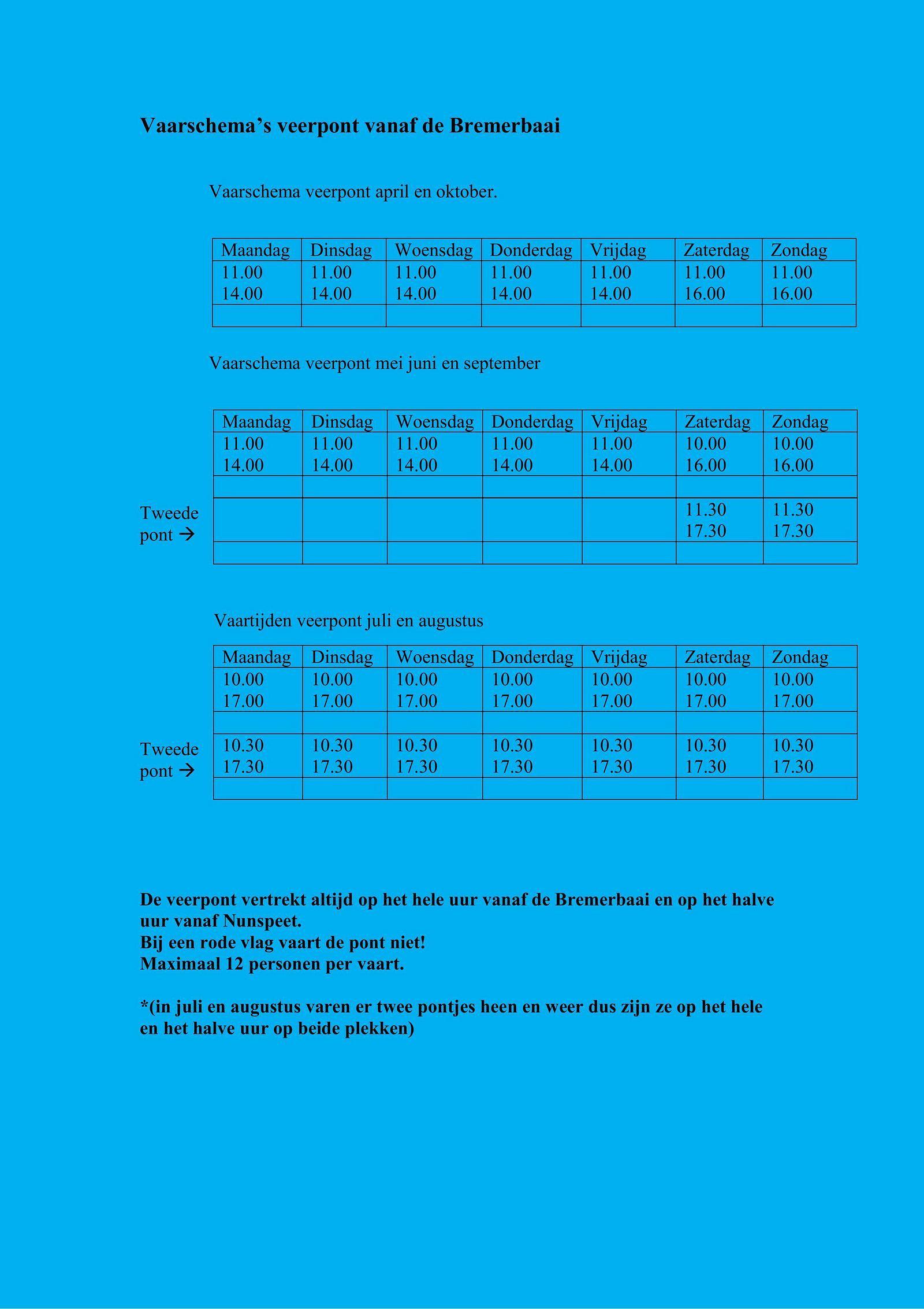 Vaarschema Veluwerandveer