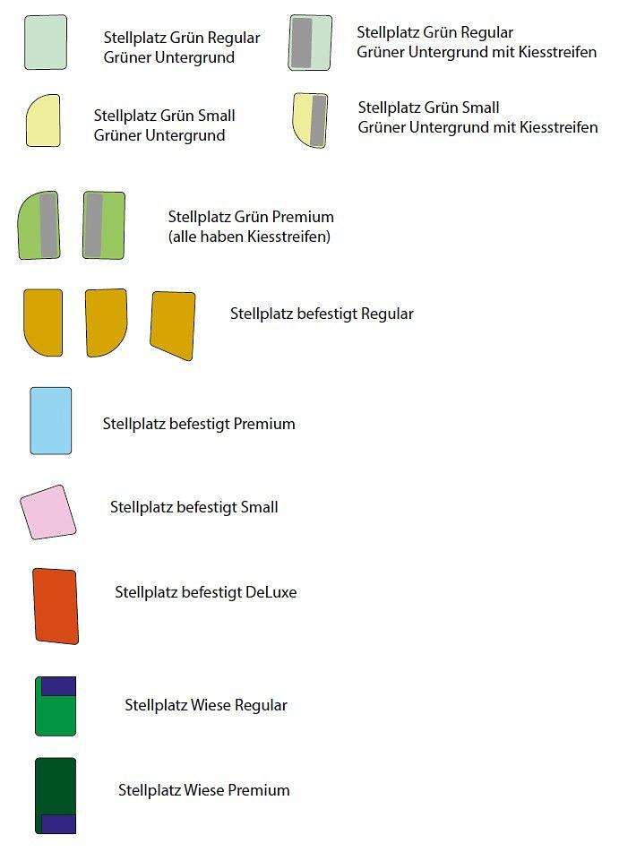 Legende für Stellplätze