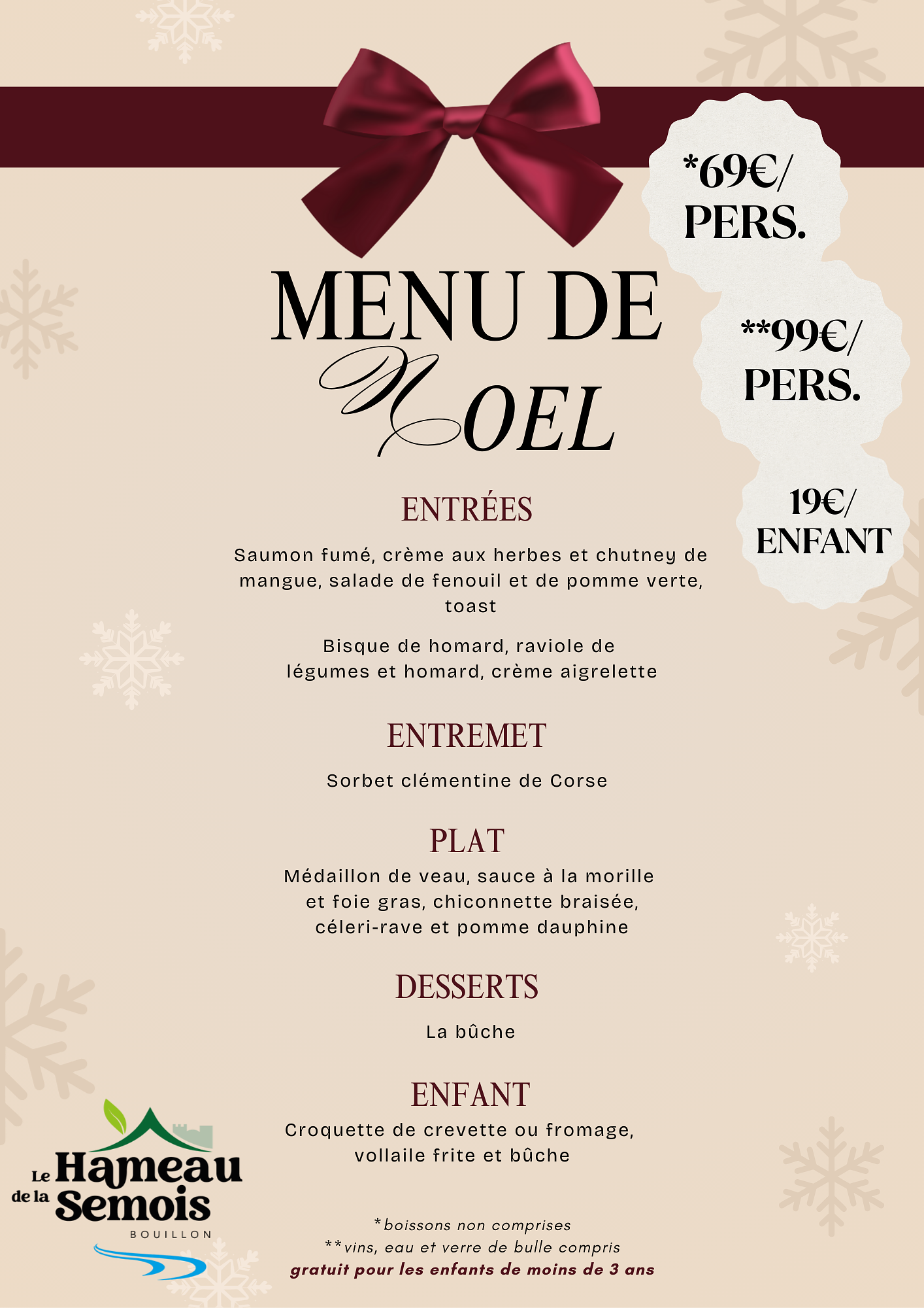 Réveillon de Noël 2025 - Le Hameau de la Semois