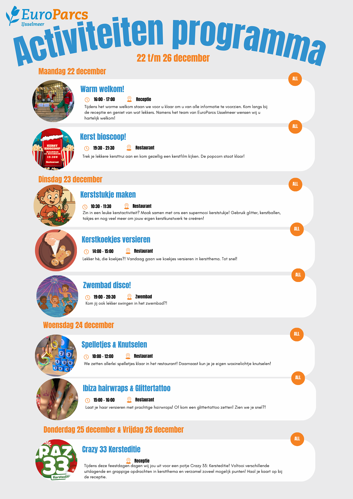 Animatieprogramma kerstvakantie week 1