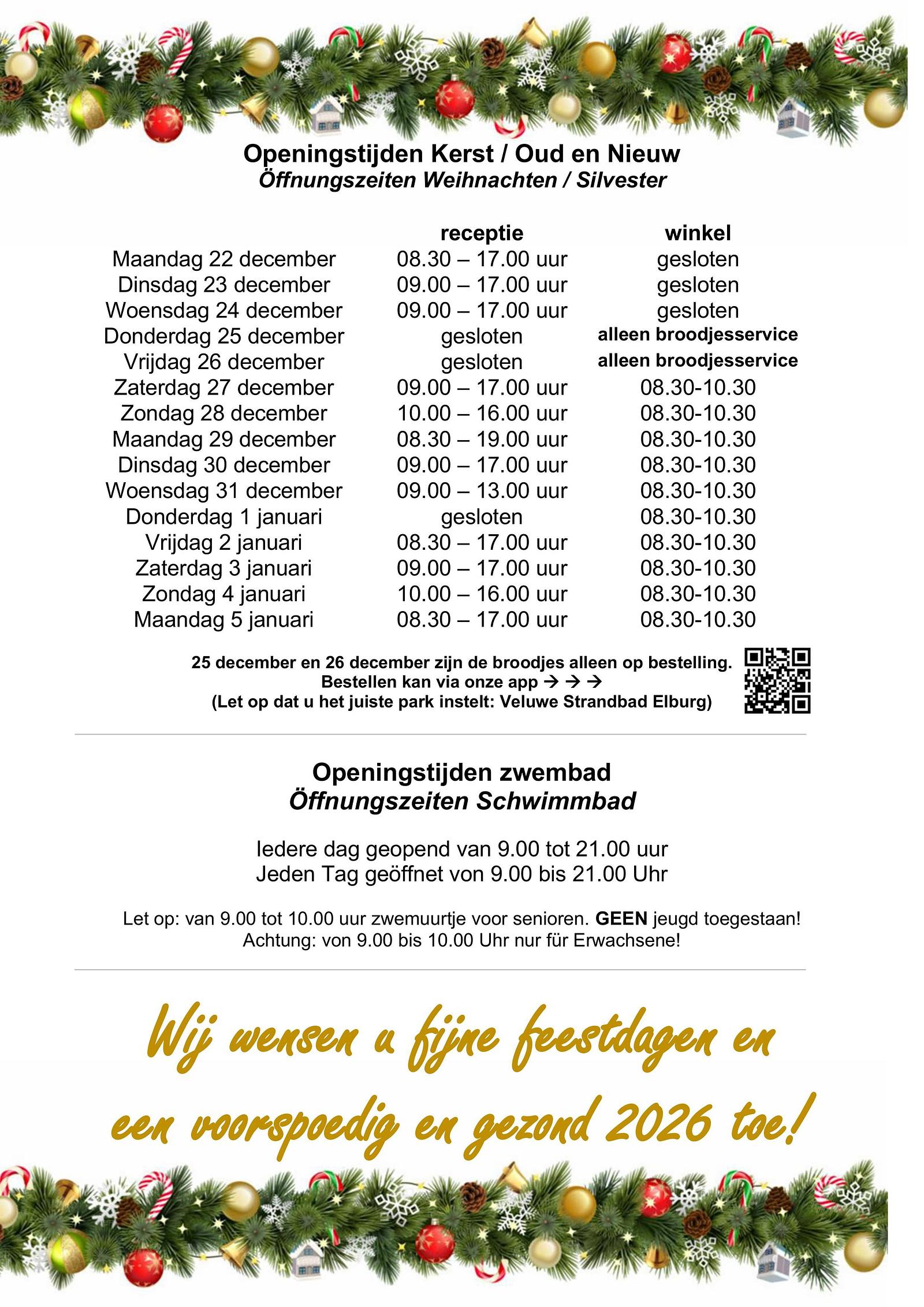 Openingstijden Kerst en Oud en Nieuw Openingstijden Kerst en Oud en Nieuw