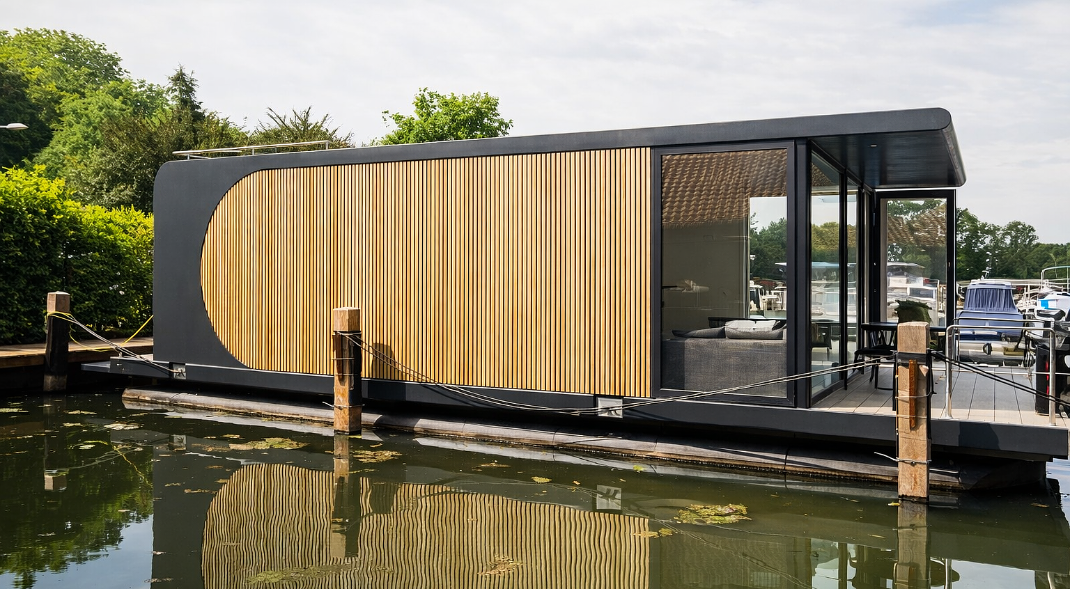 Hausboot im Hafen von Lemmer, Friesland