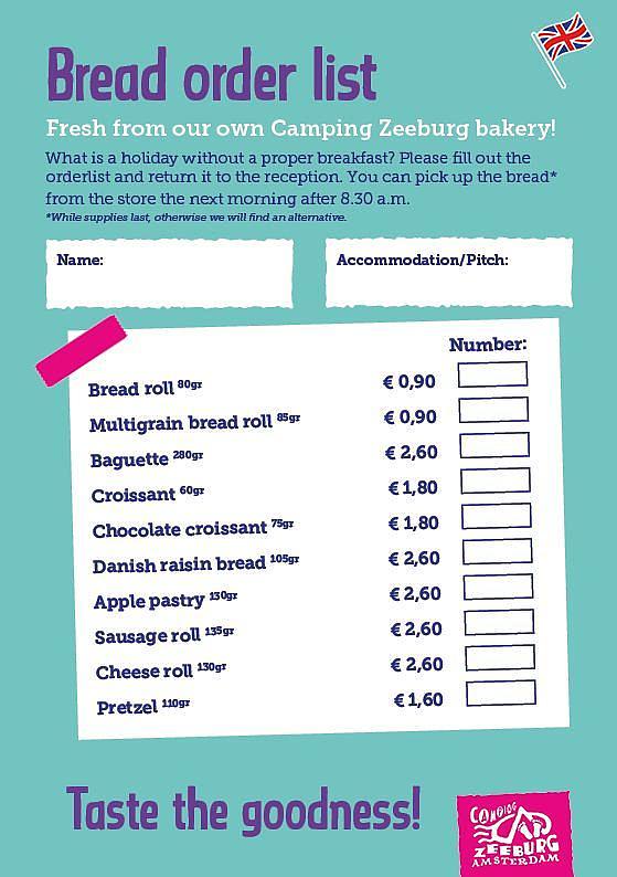 Bread order list: