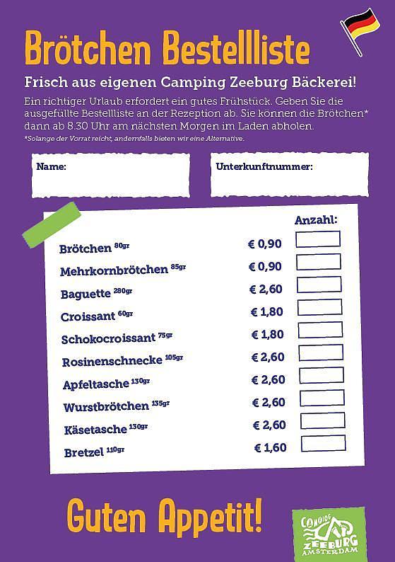 Brötchen Bestellliste