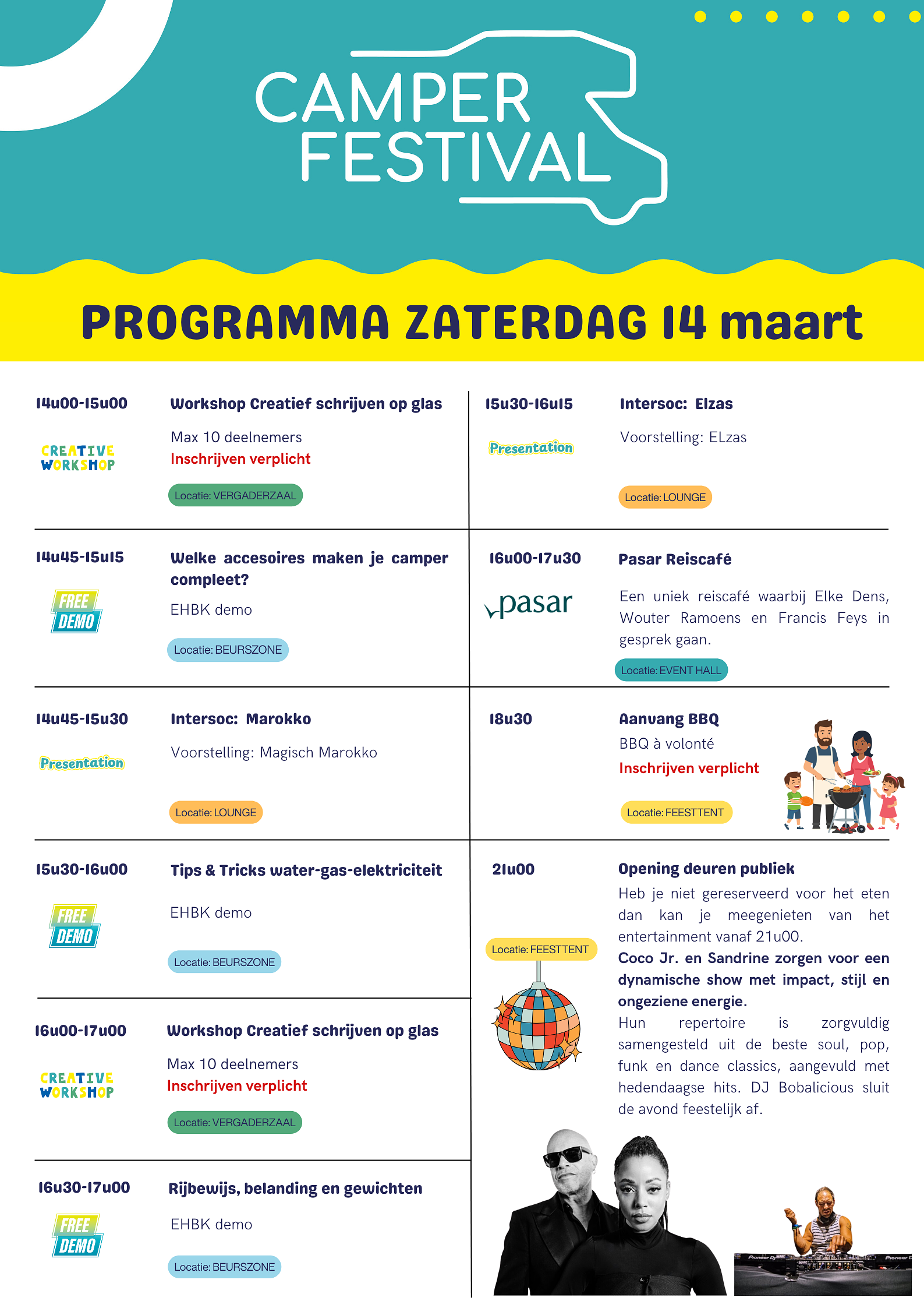 Programma zaterdag 2