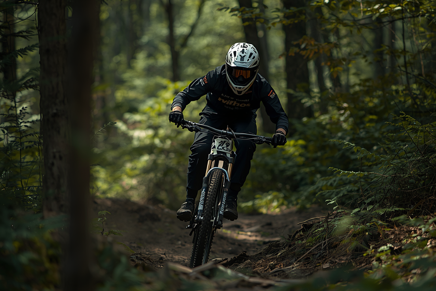 fietsen in het bos