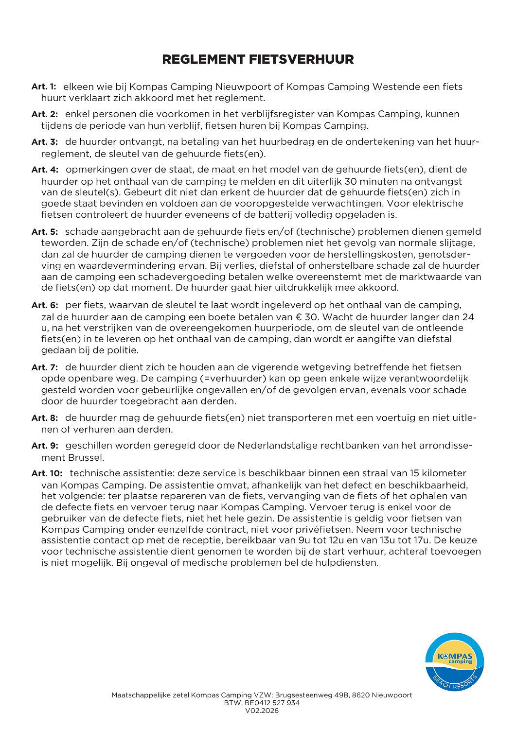 Voorwaarden fietsverhuur