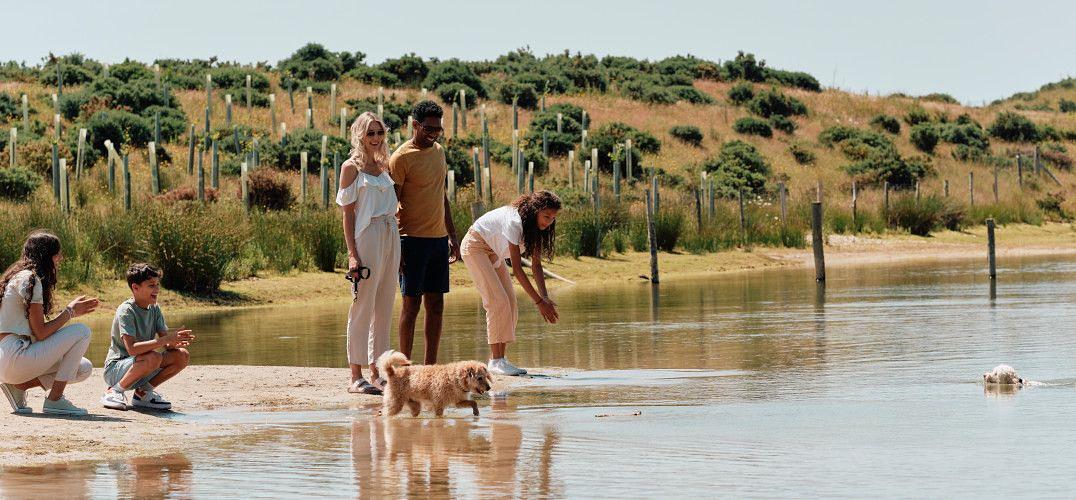 family on water
