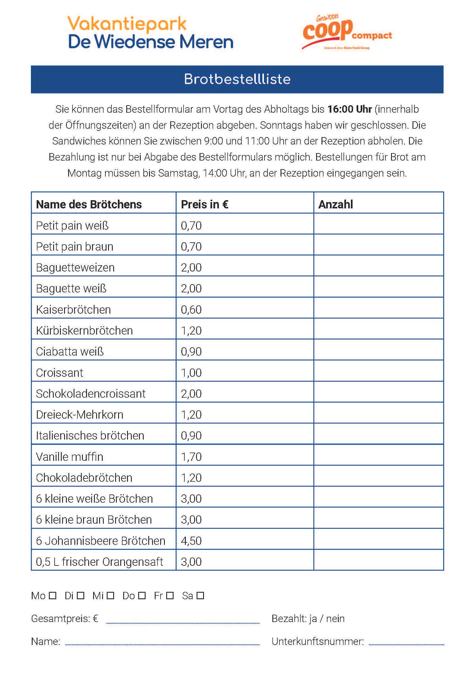 DIE Sandwich-Liste
