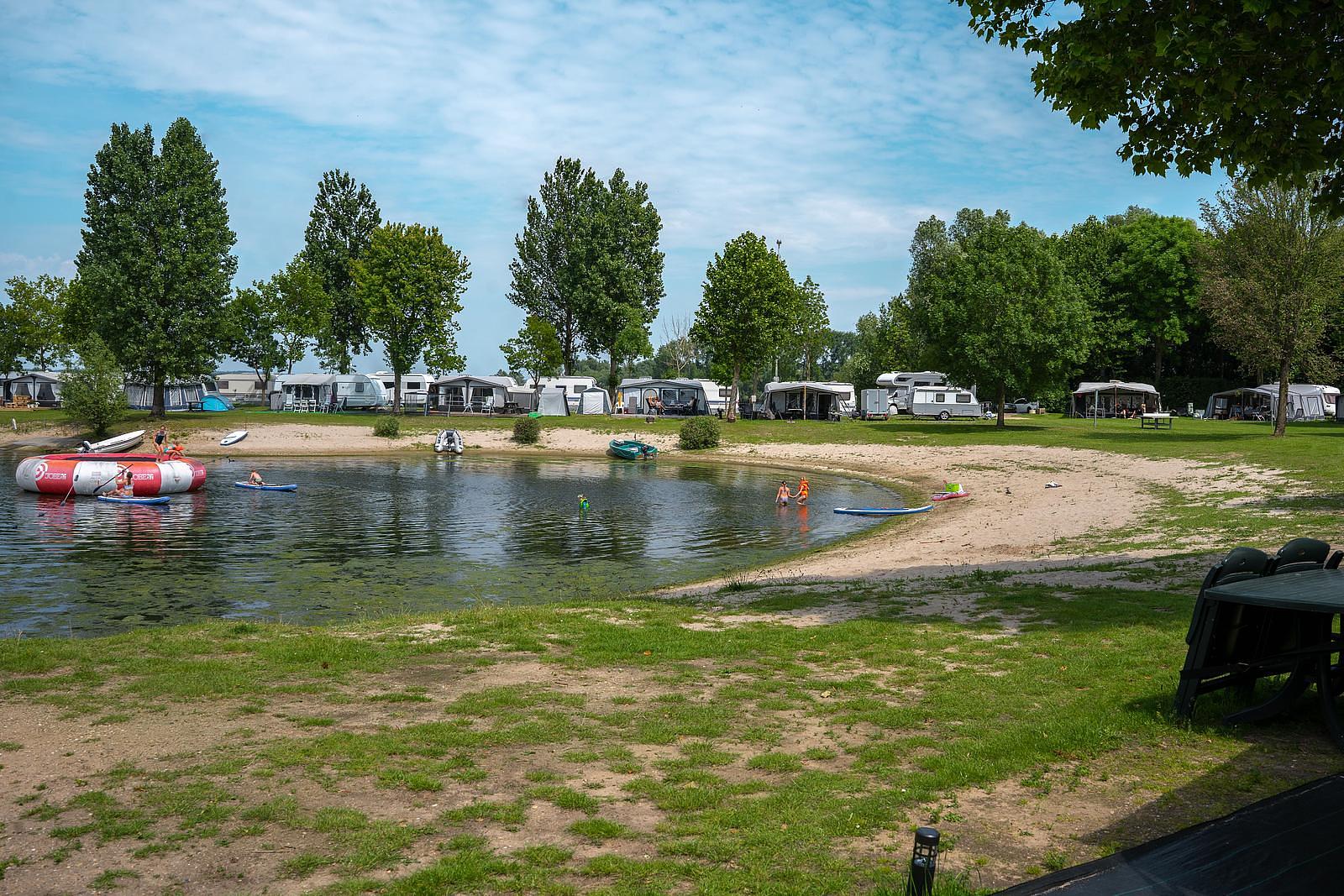 recreational lake with beach