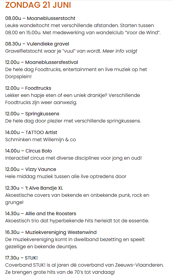 programma zondag